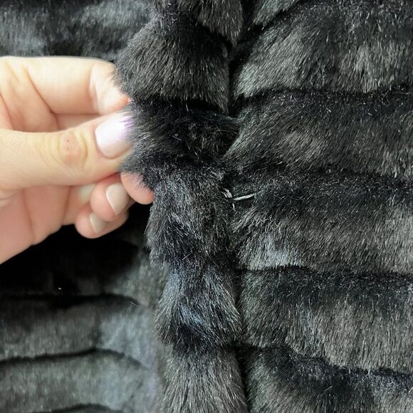 Vintage Nuage Black Faux Carved Fur Mid Length Coat - Picture 6 of 8